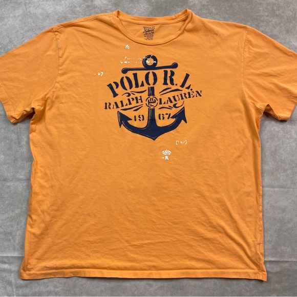 Polo Ralph Lauren PRL T-Shirt Men's Size XL Orange Big Logo Anchor Graphic Print - Picture 6 of 15